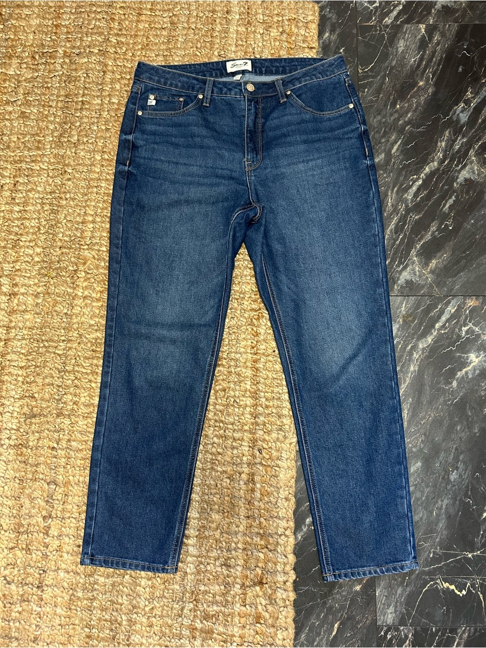 Seven7 Straight Jeans in Dark Blue Denim